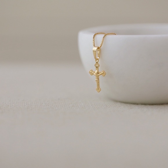 Petite Crucifix Necklace | 18k Gold Filled - Picture 4 of 7